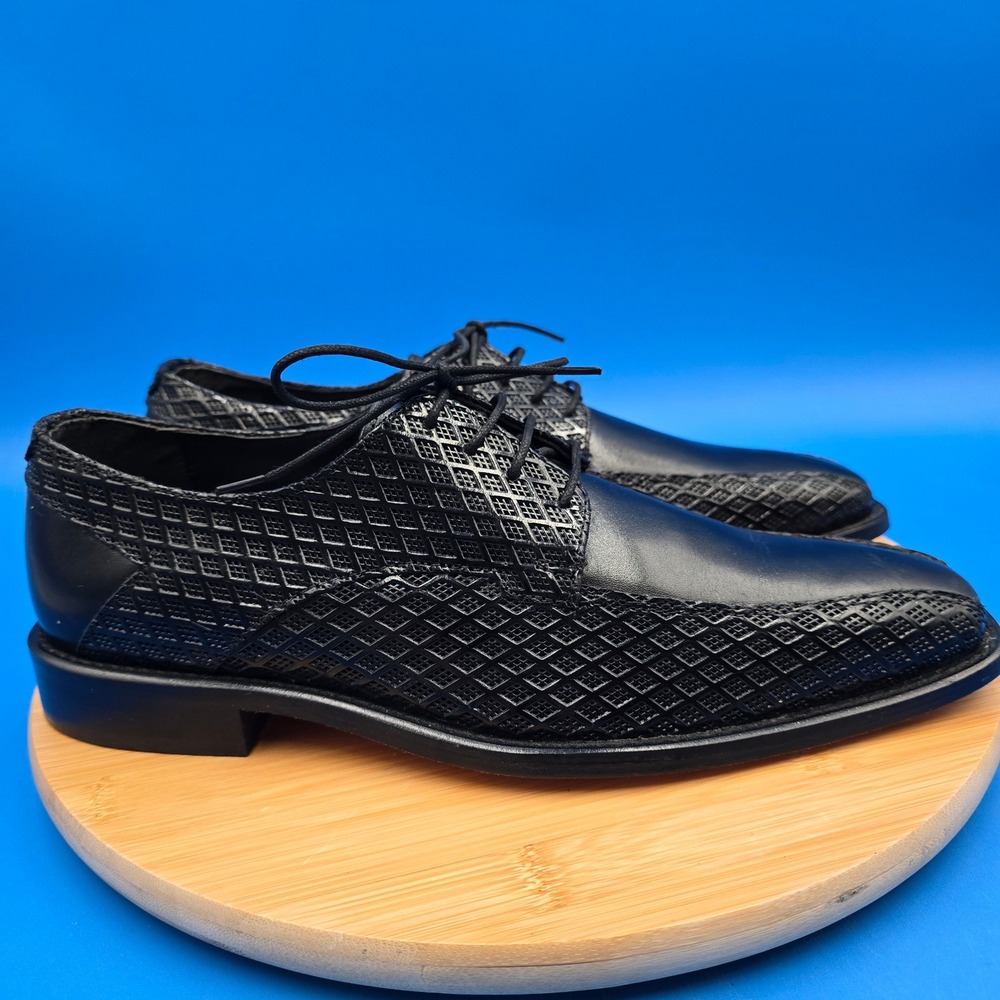 Stacy Adams 25174-001 Black Textured Diamond Leather Oxford Dress Shoes 8M